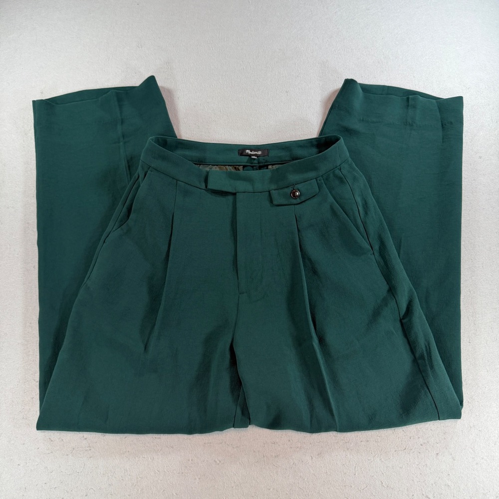 Madewell The High-Rise Rosedale Straight Pant Green Size 4 Pleated Crepe